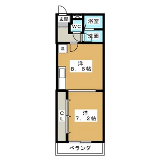 リーゾハイツ北川【4階】の間取り