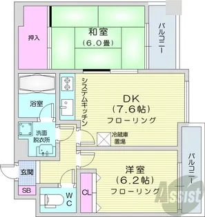 エスティ32【7階】の間取り