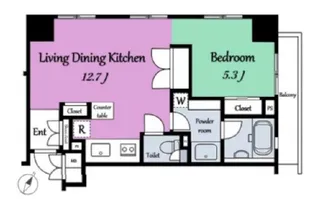 ヴェルレージュ乃木坂【7階】の間取り