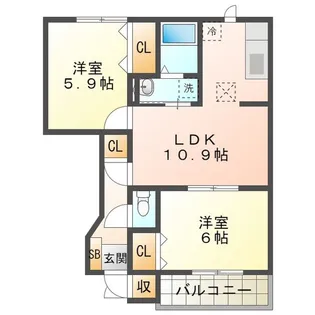 メゾン・サンパティーク【1階】の間取り