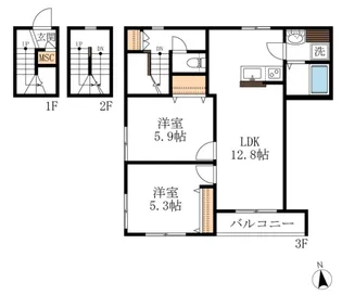 クラウン馬込【3階】の間取り
