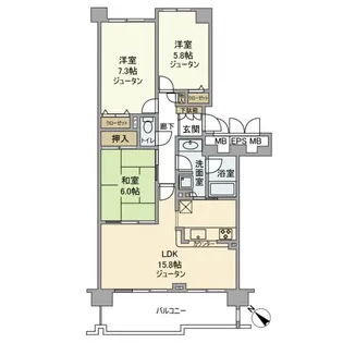 おゆみ野パークハウス参番館【7階】の間取り