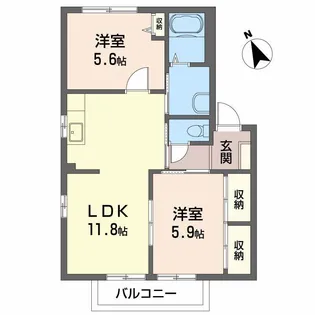 ハイツKOUKI【1階】の間取り