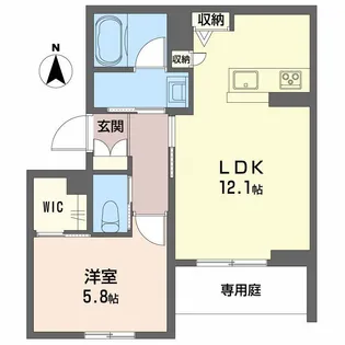 ロイヤルグランコート虎丸【1階】の間取り