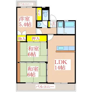 ヒルズアルカディア【4階】の間取り