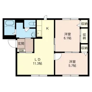 ドミールZAMAII【1階】の間取り