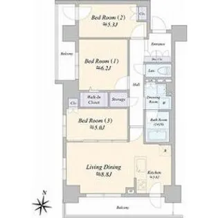 ジュノール札幌植物園【4階】の間取り