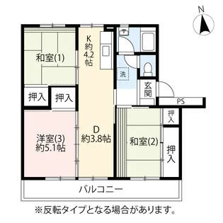 UR立川若葉町【4階】の間取り