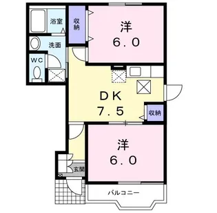 グレースアゼリアA【1階】の間取り