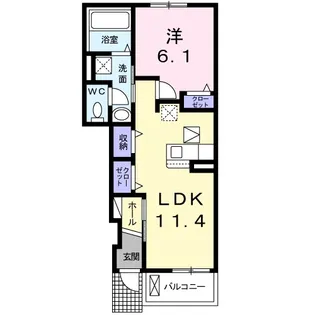 アクラス岸和田【1階】の間取り