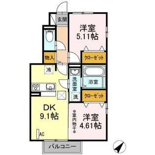 カーサ・リリー D【1階】の間取り