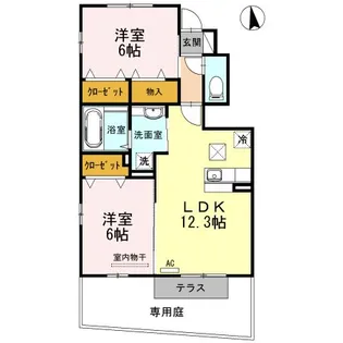 カーサアリエッタA・B・C C棟【1階】の間取り