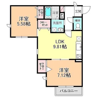 クラヴィエ稲丘【2階】の間取り