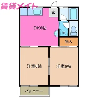 きくすいハイツ 南棟【2階】の間取り