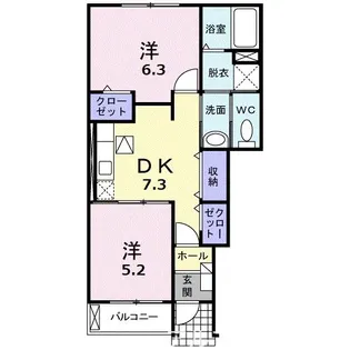 シャン プリュネル【1階】の間取り