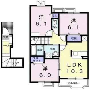 フィオーレ 政枝 D【2階】の間取り