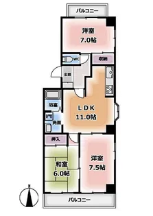 ユーハイツII【3階】の間取り