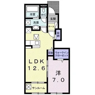 クラール綾川C【1階】の間取り