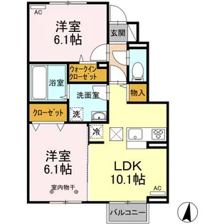 ヴィラ湯長谷 B【1階】の間取り