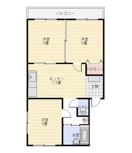 コーポランド餅ヶ浜A【3階】の間取り