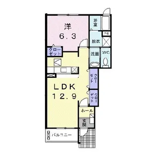 ハピネスA【1階】の間取り