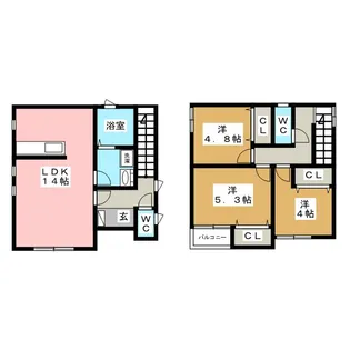 群馬県前橋市総社町総社【一戸建】の間取り