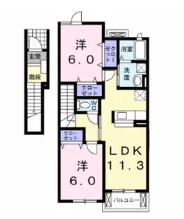 福島県郡山市富田西1【アパート】の間取り
