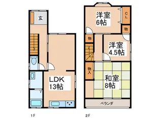 大阪府富田林市別井1【一戸建】の間取り
