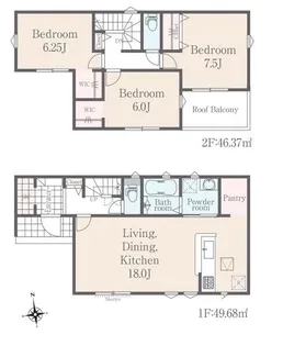 栃木県下野市石橋【一戸建】の間取り