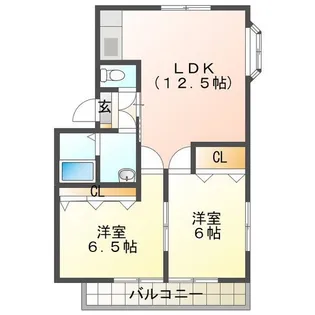 ハートフルコートA【2階】の間取り
