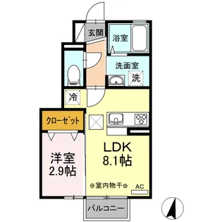 サニーフラットII【1階】の間取り