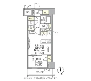 ザ・パークハビオ神楽坂レジデンスSouth【9階】の間取り