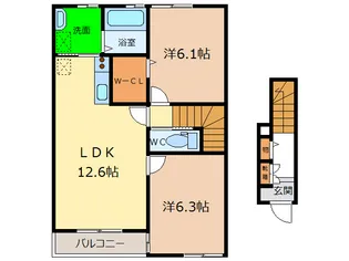 徳島県阿南市見能林町勘高原【アパート】の間取り