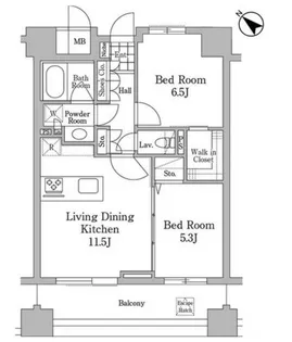 ユニコーンバリー恵比寿【8階】の間取り