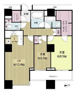 高輪ザ・レジデンス【27階】の間取り