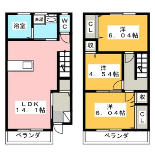 愛知県あま市七宝町伊福河原【一戸建】の間取り