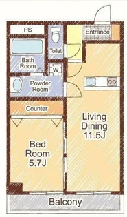 スリーゼ中島東リバープレイス【2階】の間取り