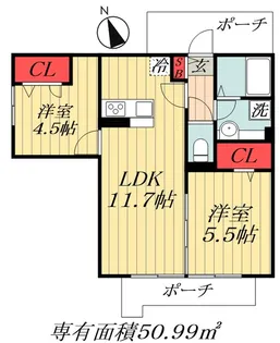 千葉県市川市河原【アパート】の間取り