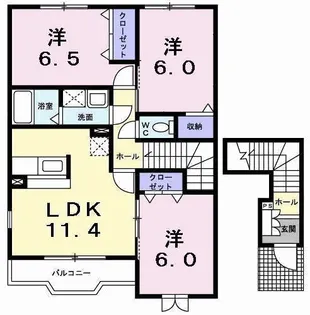 ラフレシールウエスト【2階】の間取り