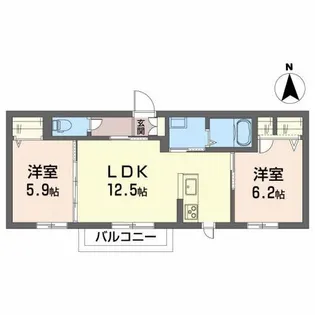 シャーメゾン薬師堂II【2階】の間取り