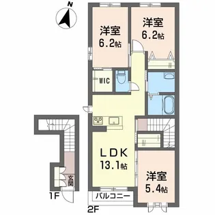 シャーメゾン クオリスタ【2階】の間取り