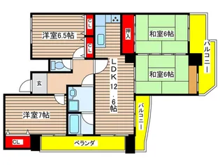 ユニ-ブル植田パ-ク【9階】の間取り