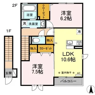 セレスティンワールB棟【2階】の間取り