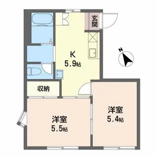 ホワイト西山【1階】の間取り