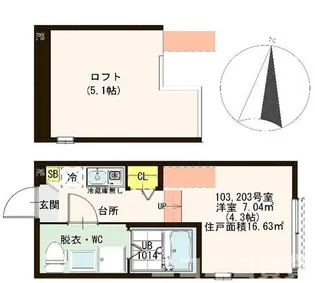 ハーモニーテラス梅島V【1階】の間取り
