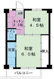 ビレッジハウス朝日ヶ丘2号棟【1階】の間取り