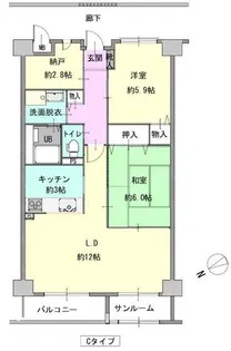 ハウディ北上駅前12階建 702号室【7階】の間取り