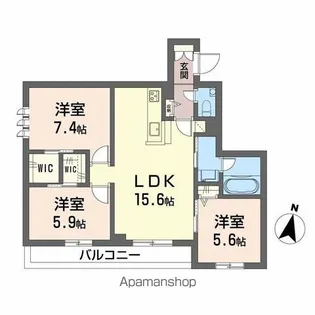 仮)シャーメゾン東大利1丁目【2階】の間取り