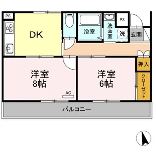 シティーフラット服部【2階】の間取り