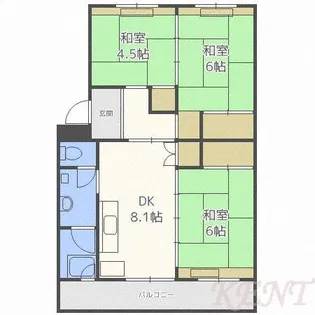 アルファスクエア山の手1号棟【4階】の間取り